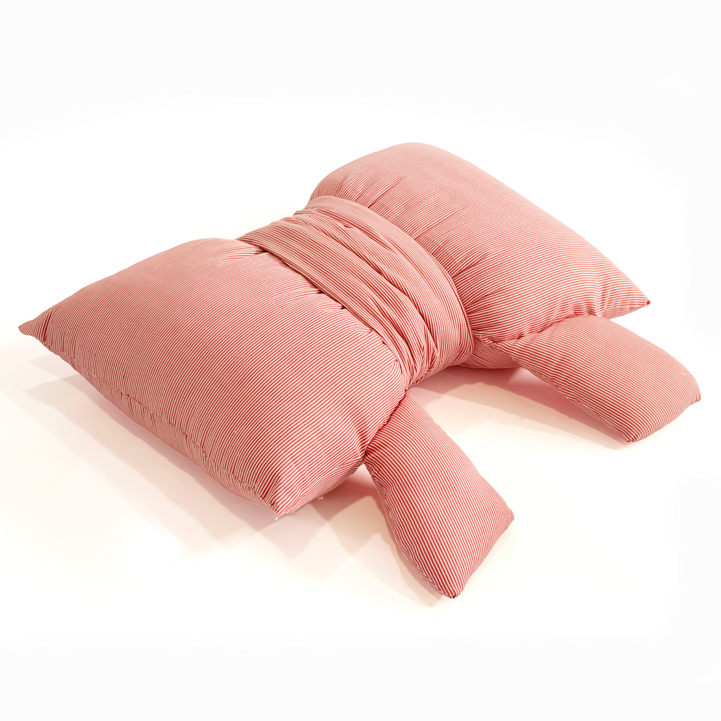 Pink stripped bow cushion, plush soft cotton cushion for decoration, new borning sitting support, Feeding pillow, organic material.